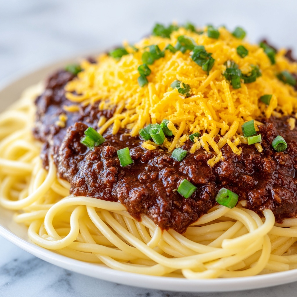Classic Cincinnati Chili with Spaghetti and Toppings Recipe - Recipe Image