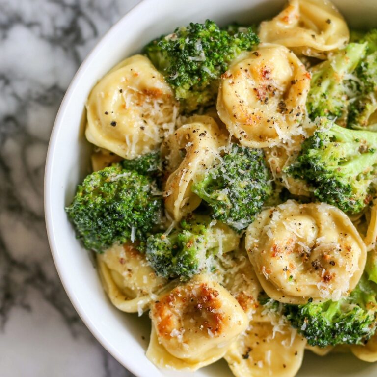 Garlic Parmesan Tortellini Skillet with Tender Chicken & Broccoli Recipe