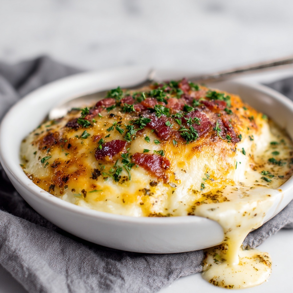 Cheesy Mashed Potato Casserole with Bacon and Green Onions Recipe - Recipe Image