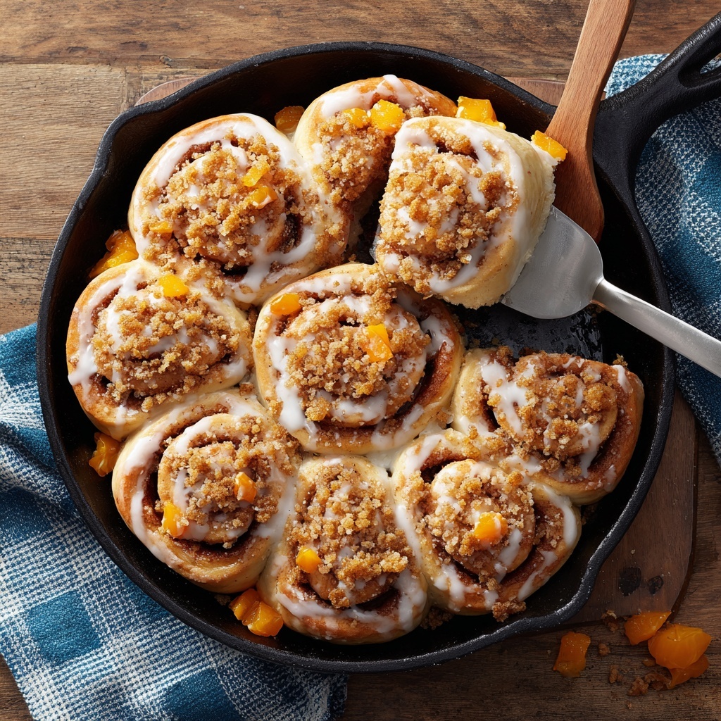 Peach Cobbler Cinnamon Rolls Recipe - Recipe Image