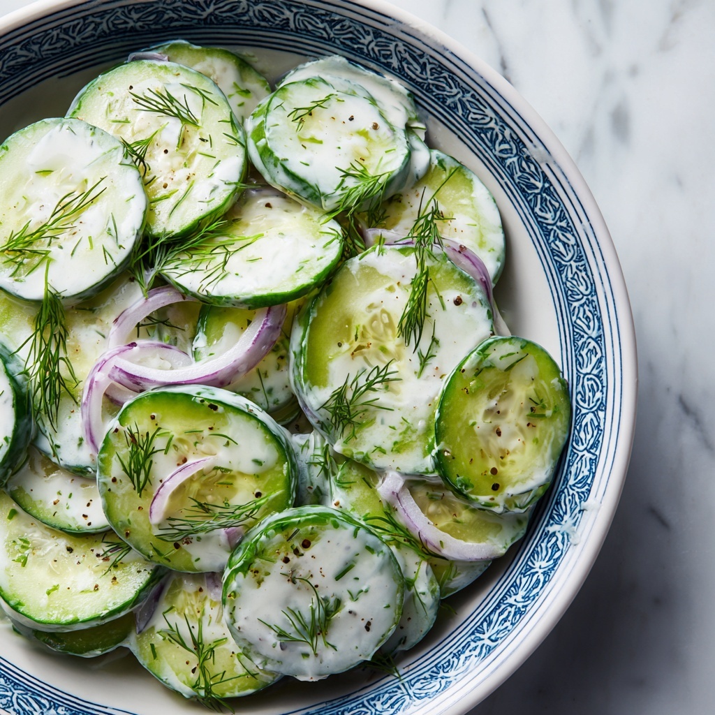 Creamy Greek Tzatziki Cucumber Salad Recipe - Recipe Image
