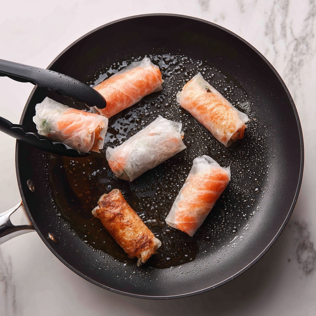 Pan-Seared Salmon Spring Rolls Recipe - Recipe Image