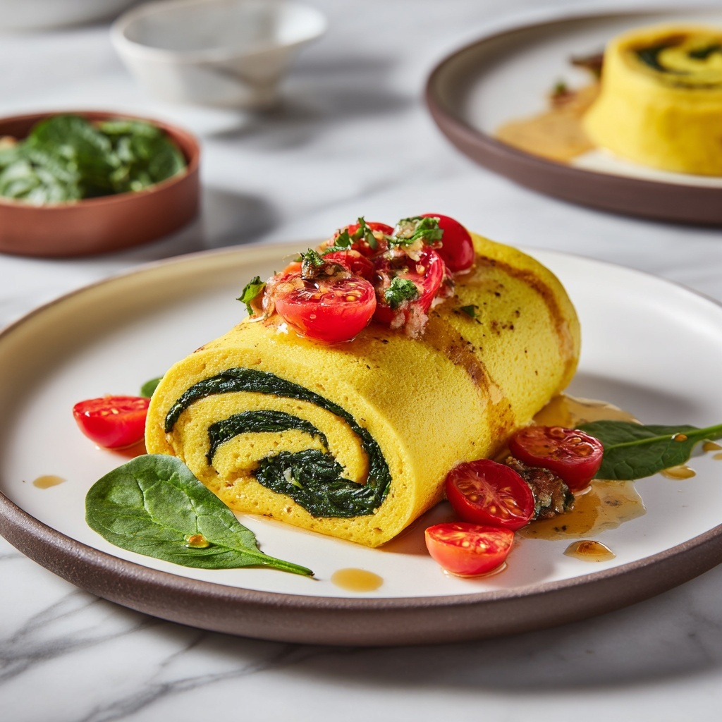 Delicious Rolled Spinach Omelet Recipe for a Healthy Start Recipe - Recipe Image