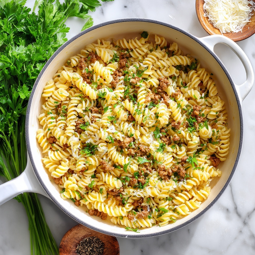 One Pot Beef and Garlic Butter Pasta Recipe - Recipe Image