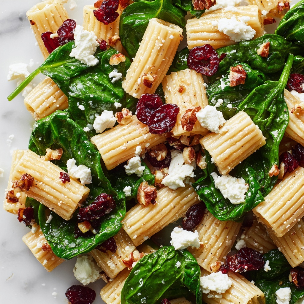 Spinach Pasta Salad with Feta and Cranberries Recipe - Recipe Image
