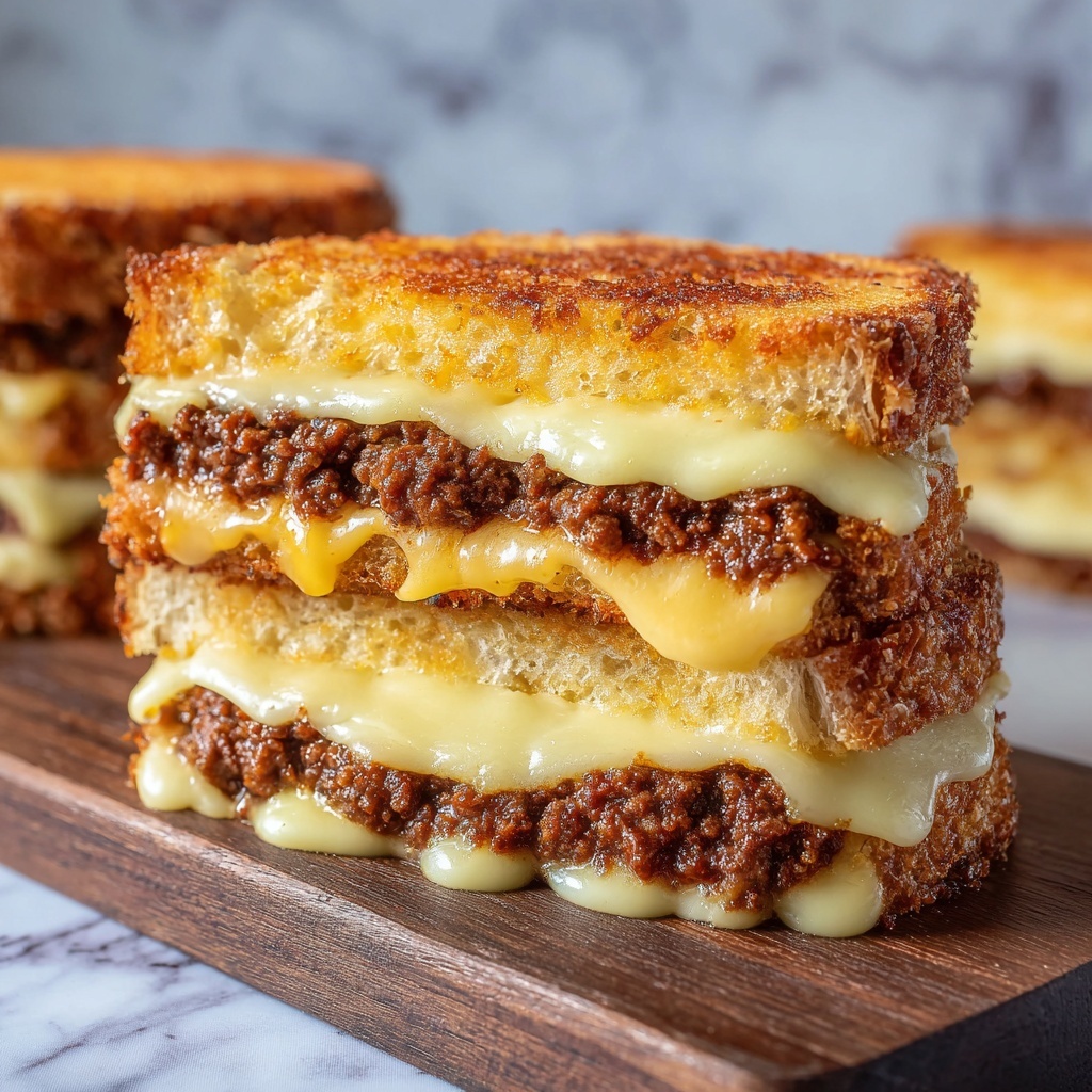 Cheesy Patty Melts with Caramelized Onions Recipe - Recipe Image