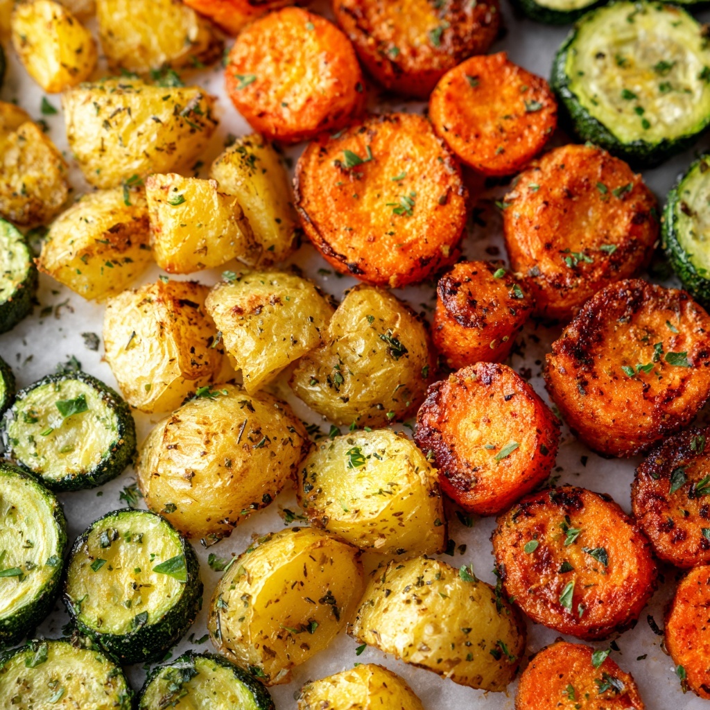 Garlic Herb Roasted Potatoes, Carrots, and Zucchini Recipe - Recipe Image
