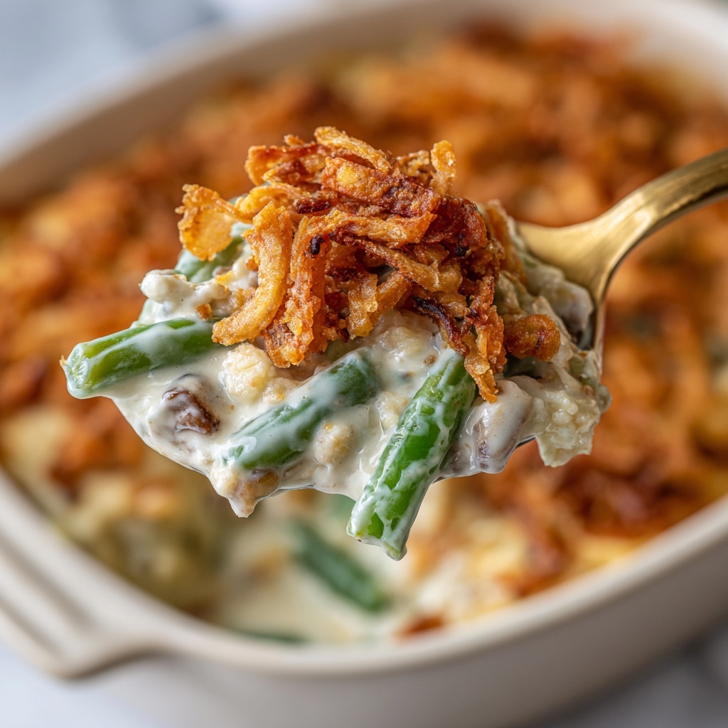 Cheesy Mushroom and Onion Green Bean Casserole Recipe - Recipe Image