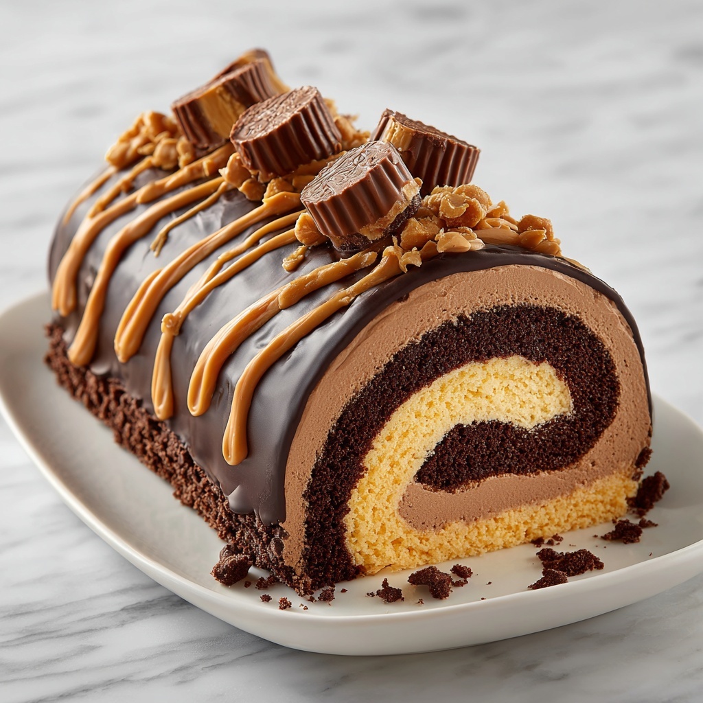 Decadent Chocolate Peanut Butter Cake Roll Recipe - Recipe Image