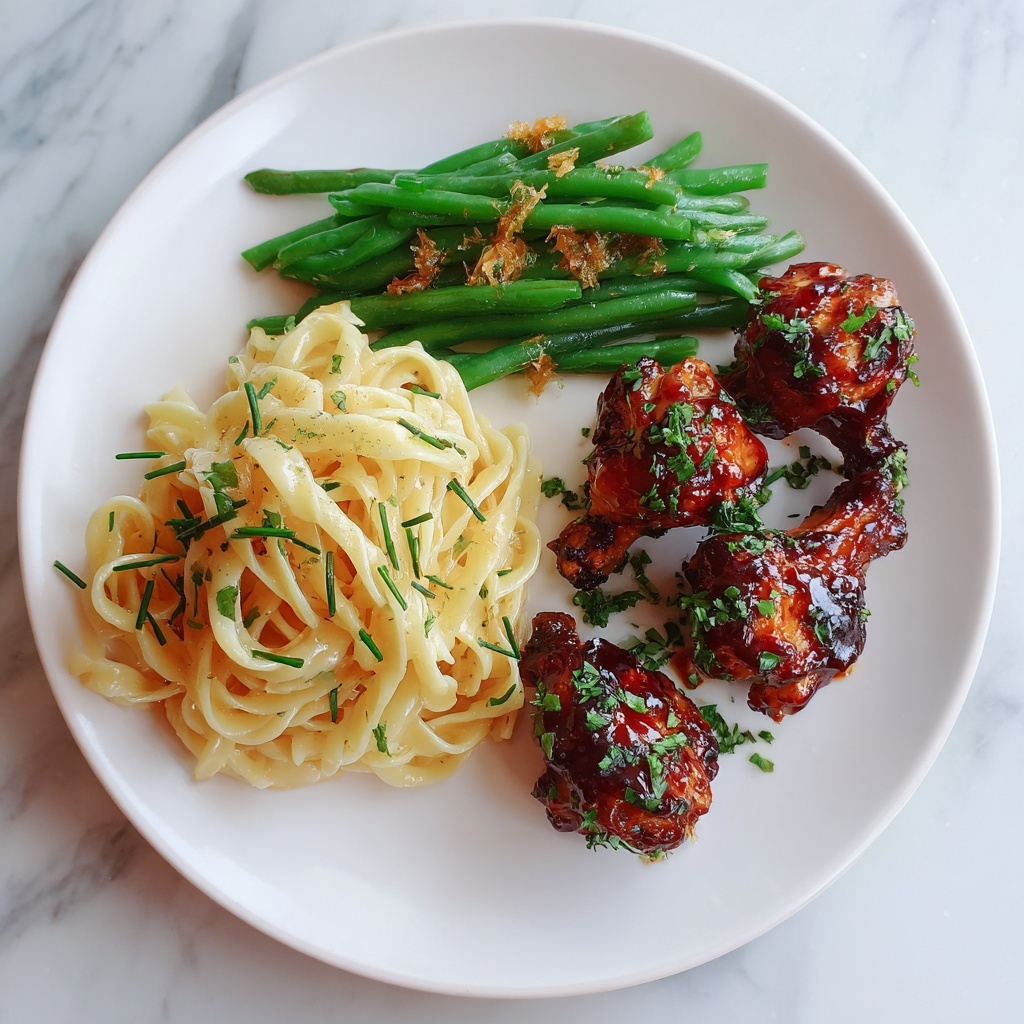 Jerk Wings with Rotel Pasta and Garlic Green Beans Recipe - Recipe Image