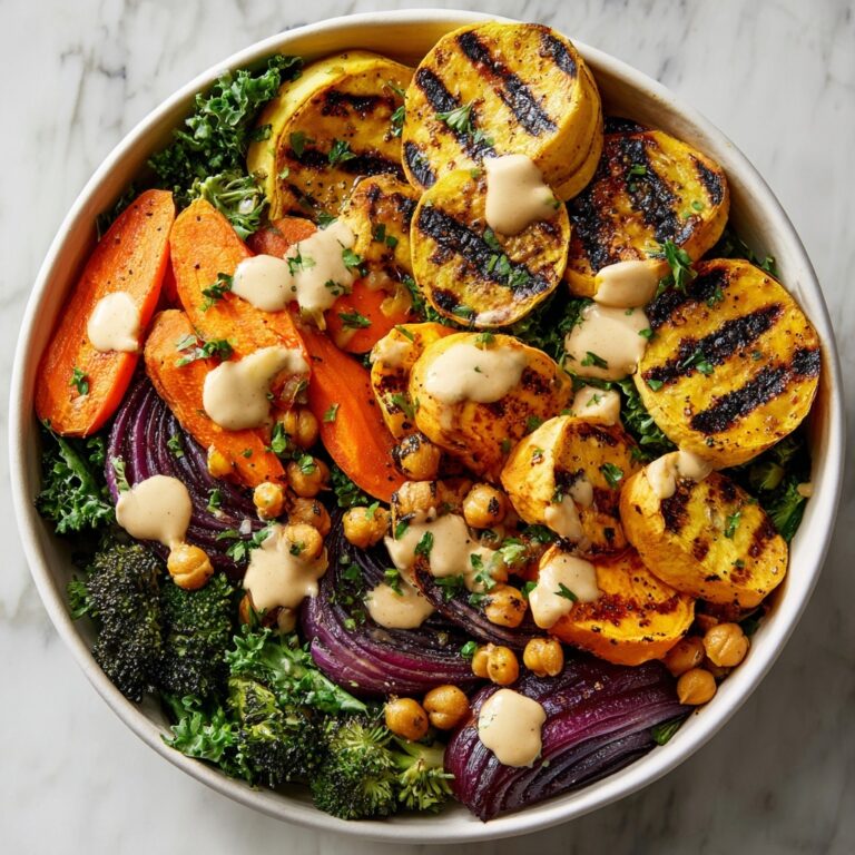 Roasted Veggie & Chickpea Bowls with Maple Dijon Tahini Dressing Recipe
