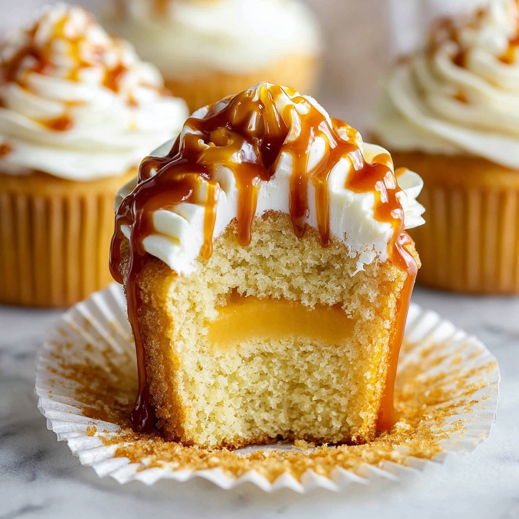 Caramel Cream-Filled Cupcakes Recipe - Recipe Image