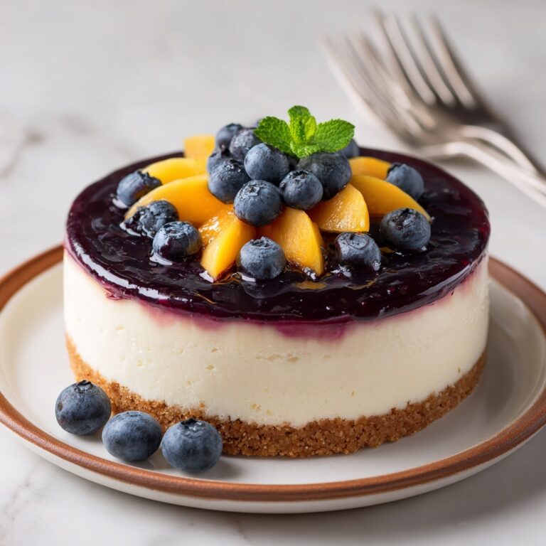 Delightful No-Bake Peach Blueberry Cheesecake Recipe
