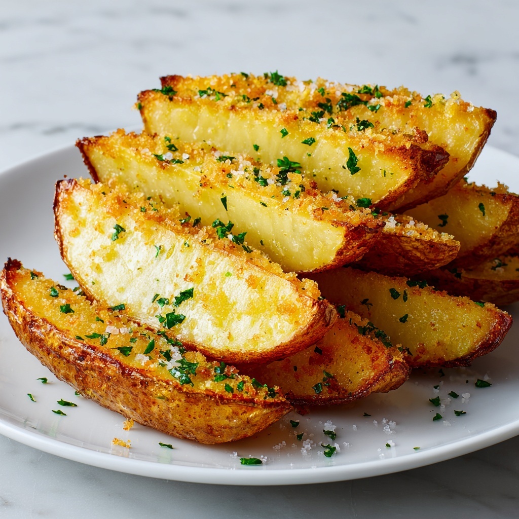 Baked Garlic Parmesan Potato Wedges Recipe - Recipe Image