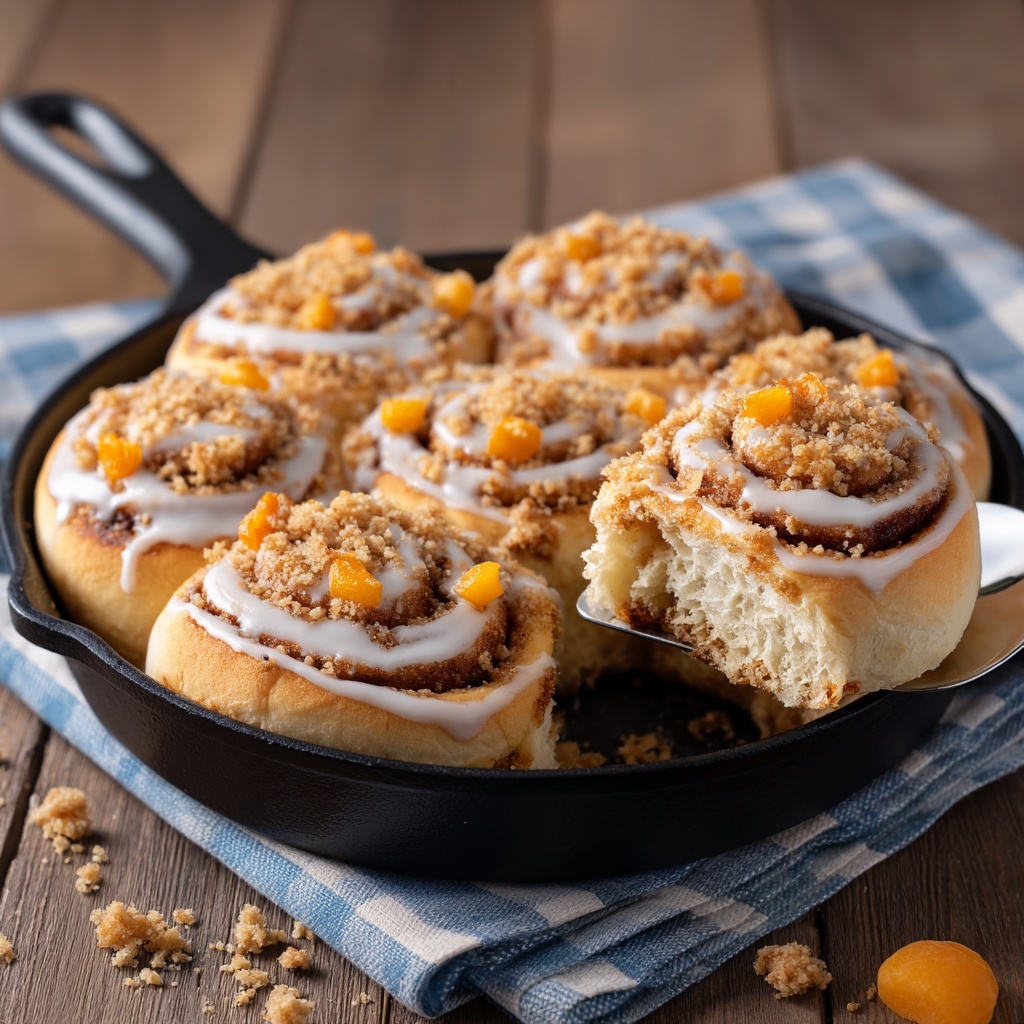 Peach Cobbler Cinnamon Rolls Recipe - Recipe Image