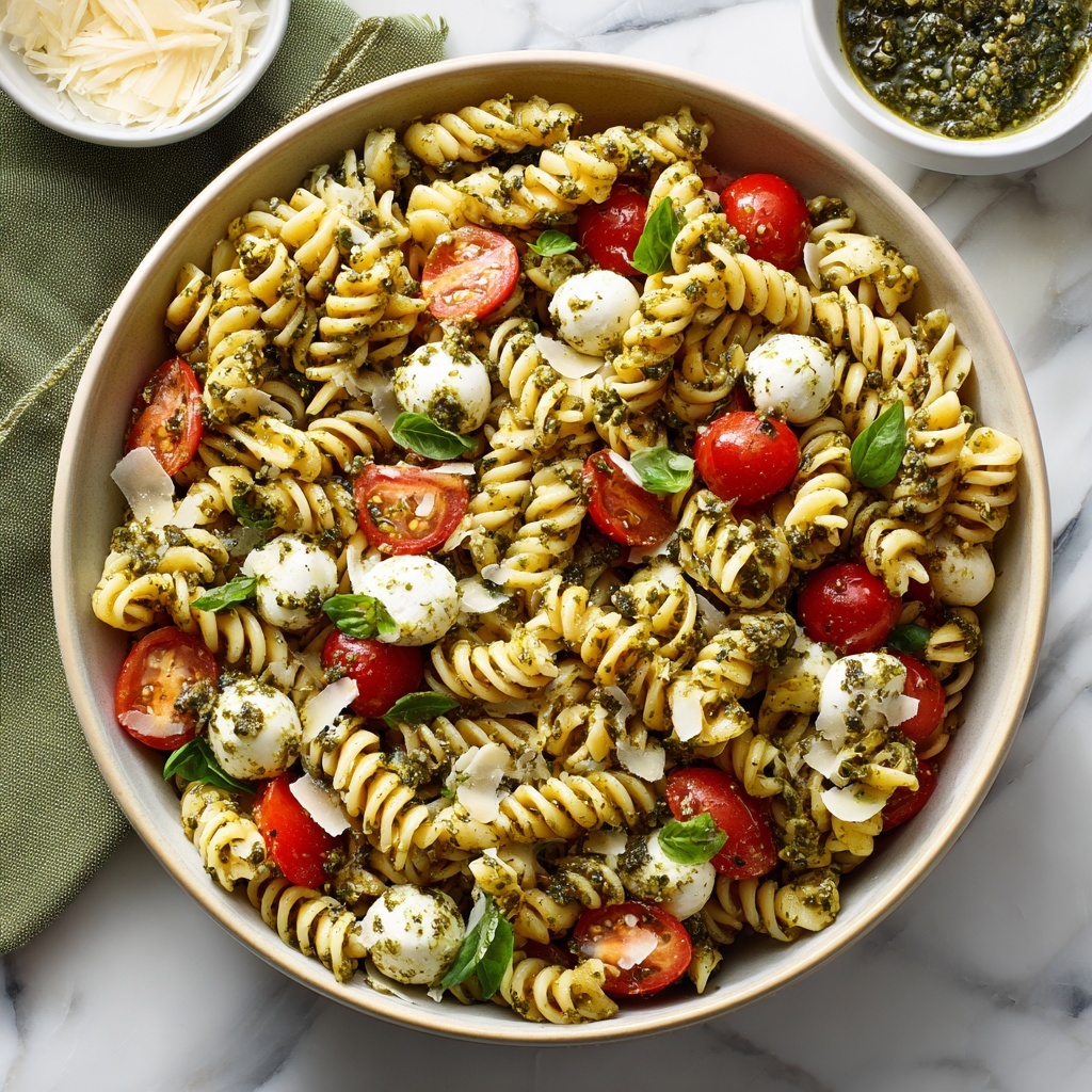 Caprese Pesto Pasta Salad Recipe - Recipe Image