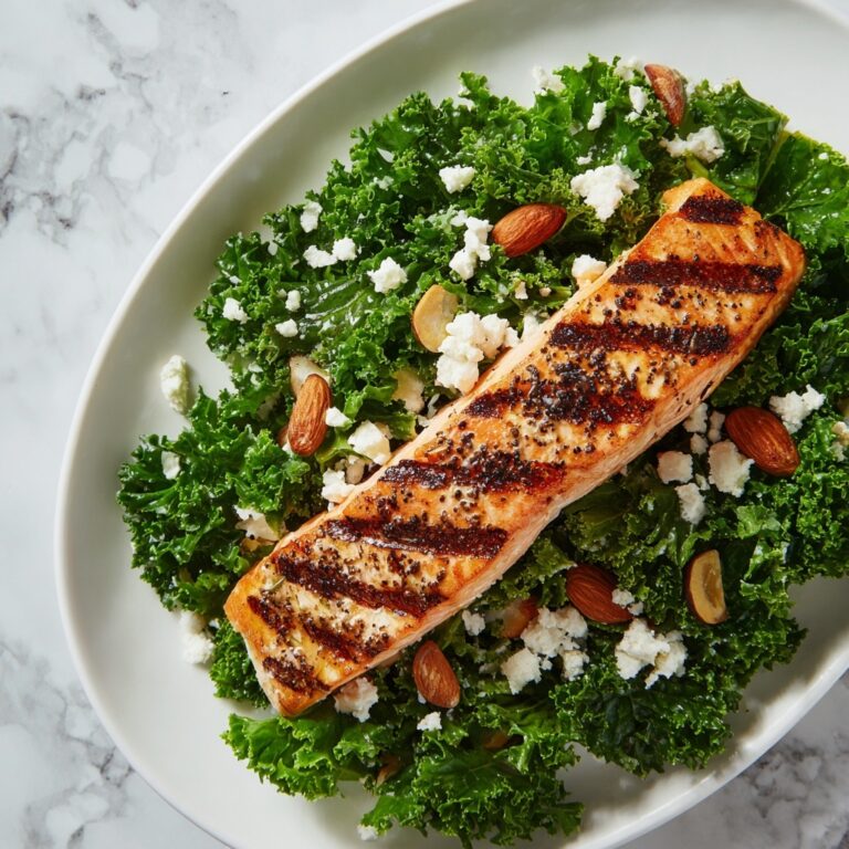 Grilled Salmon Salad with Kale, Parmesan, and Honey Lemon Vinaigrette Recipe