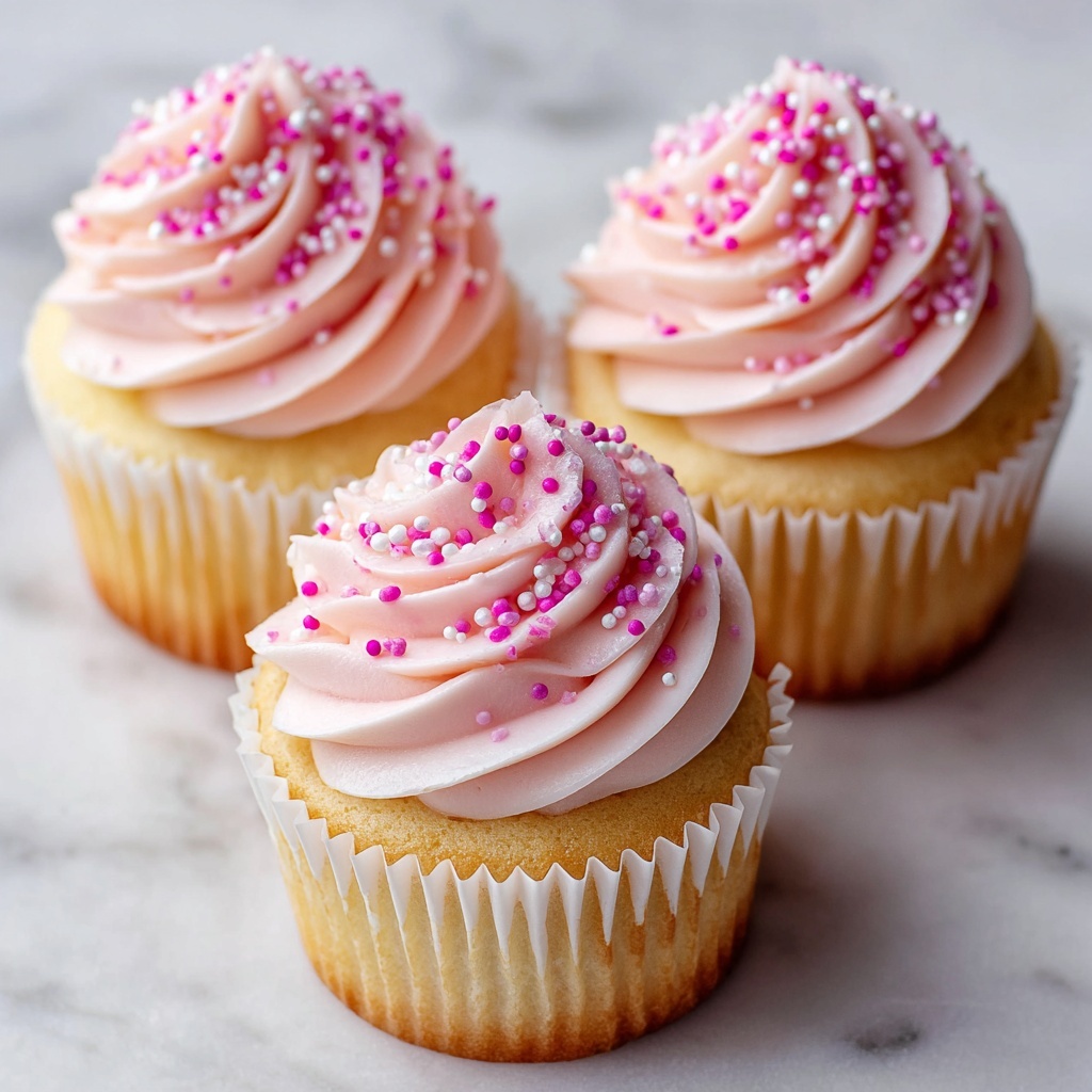Pink Velvet Cupcakes with Vanilla Buttercream Frosting Recipe - Recipe Image