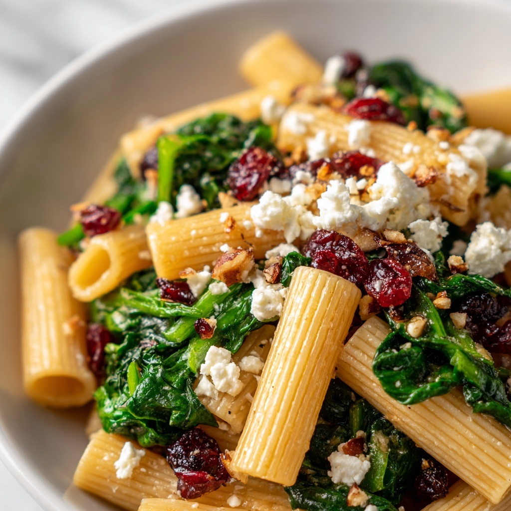 Spinach Pasta Salad with Feta and Cranberries Recipe - Recipe Image