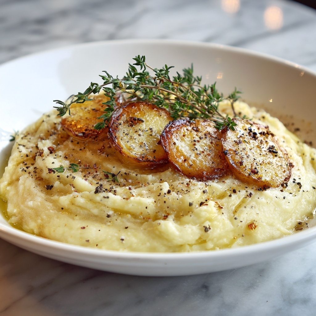Creamy Parsnip and Cauliflower Puree with Roasted Garlic and Rosemary Recipe - Recipe Image