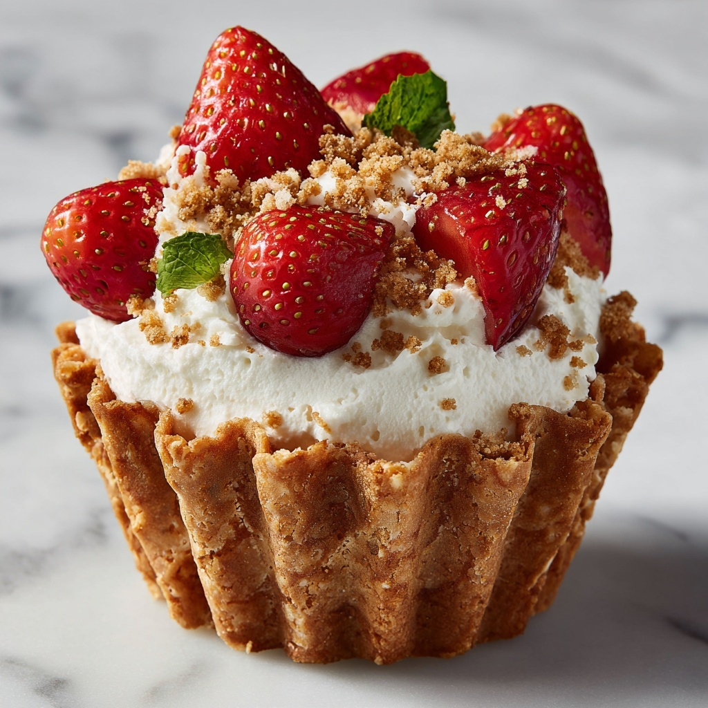 Strawberry Shortcake Cheesecake Waffle Bowls Recipe - Recipe Image