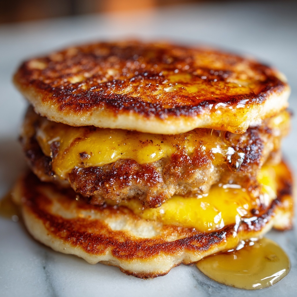 Homemade McGriddle Sandwiches with Bacon, Eggs, and Maple Syrup Recipe - Recipe Image