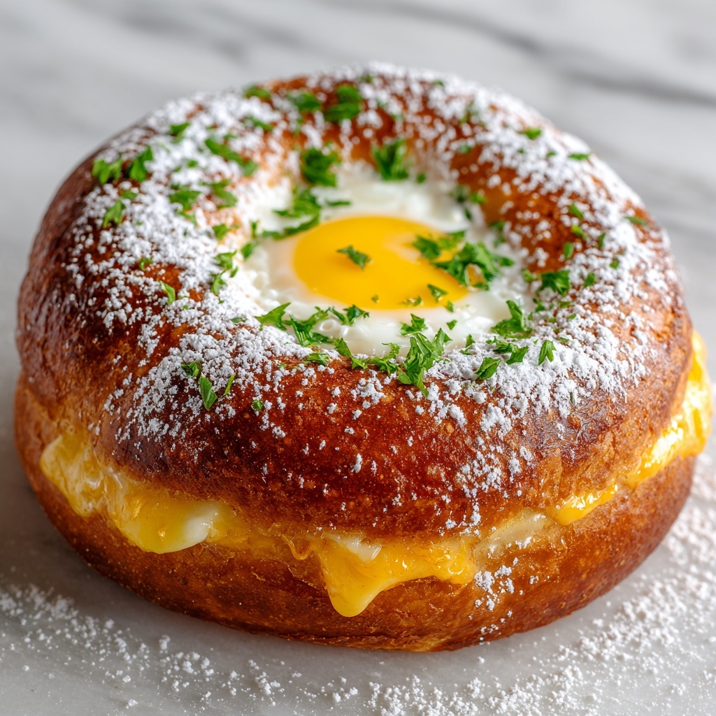 Breakfast Bagel with Egg in the Hole, Avocado, Bacon, and Halloumi Recipe - Recipe Image