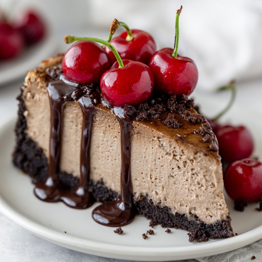 No-Bake Cherry Chocolate Cheesecake Recipe - Recipe Image