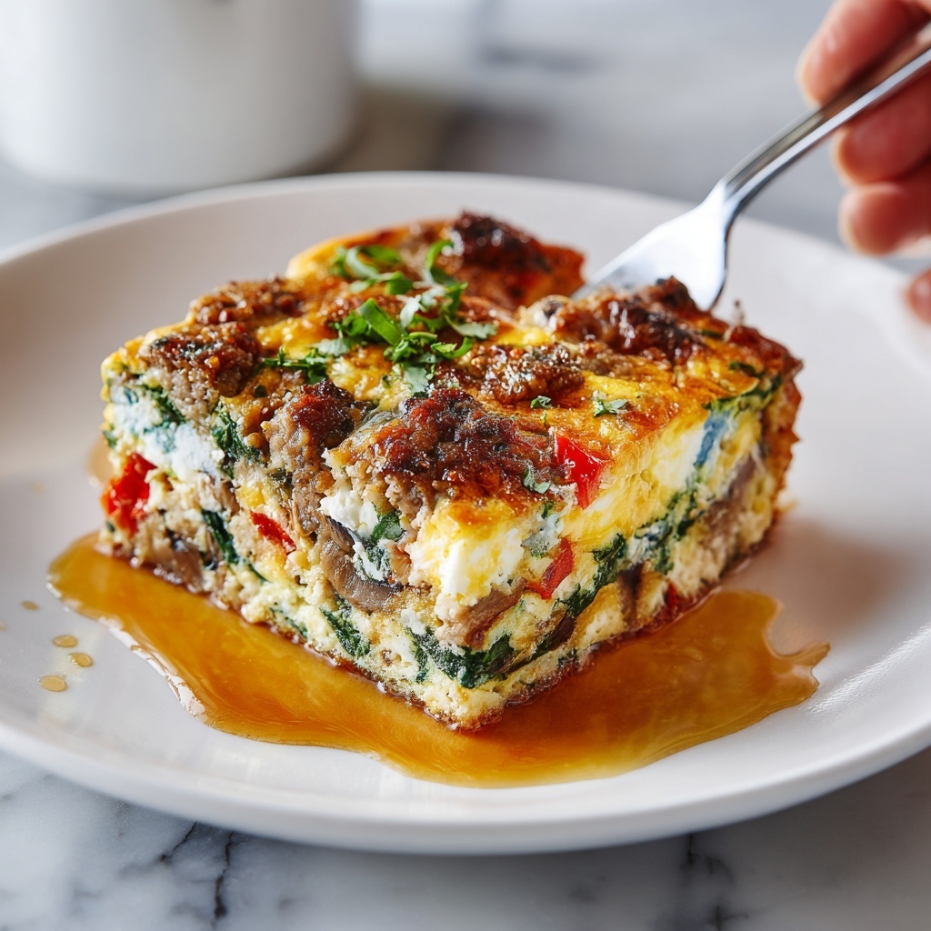 Hearty Sausage Spinach Mushroom Egg Bake Recipe - Recipe Image