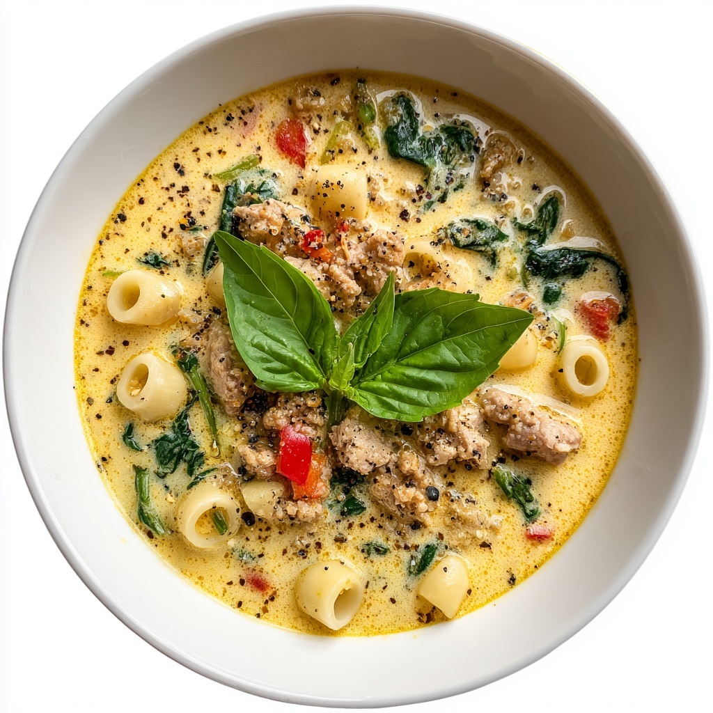 Parmesan Beef Sausage Ditalini Soup Recipe - Recipe Image
