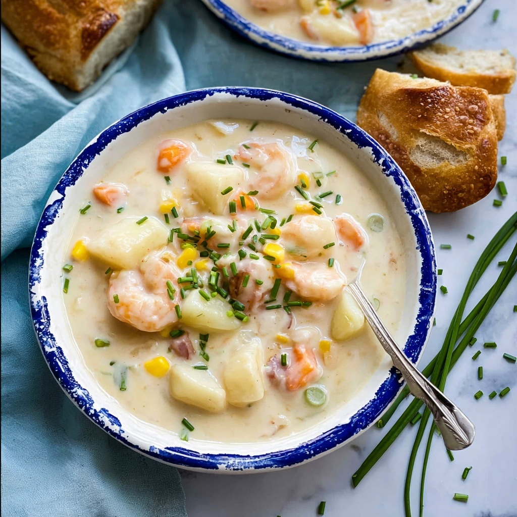 Seafood Chowder with Bacon, Potatoes, Corn, and Fresh Seafood Recipe - Recipe Image