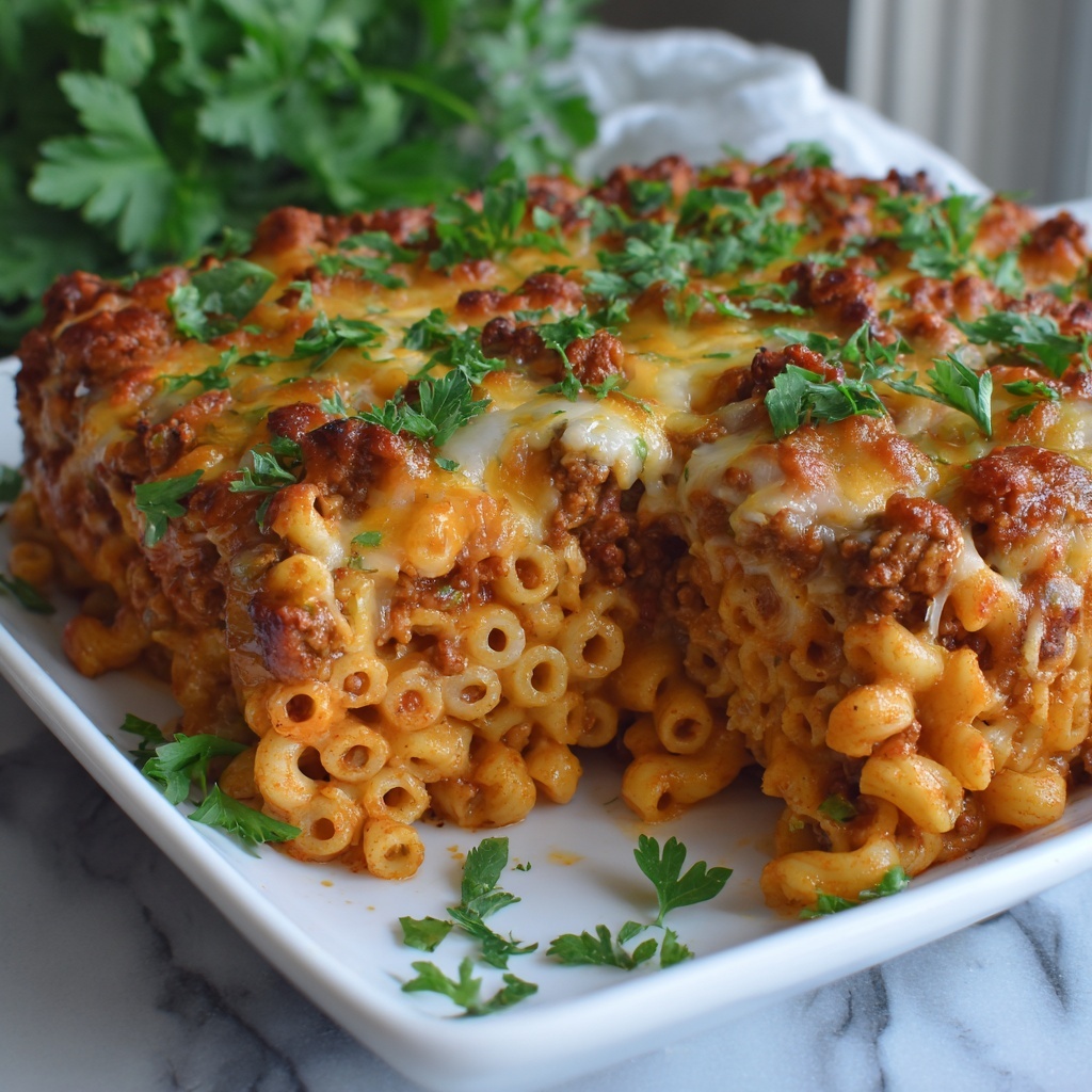 Easy Cheesy Baked Beef Goulash Casserole Recipe - Recipe Image