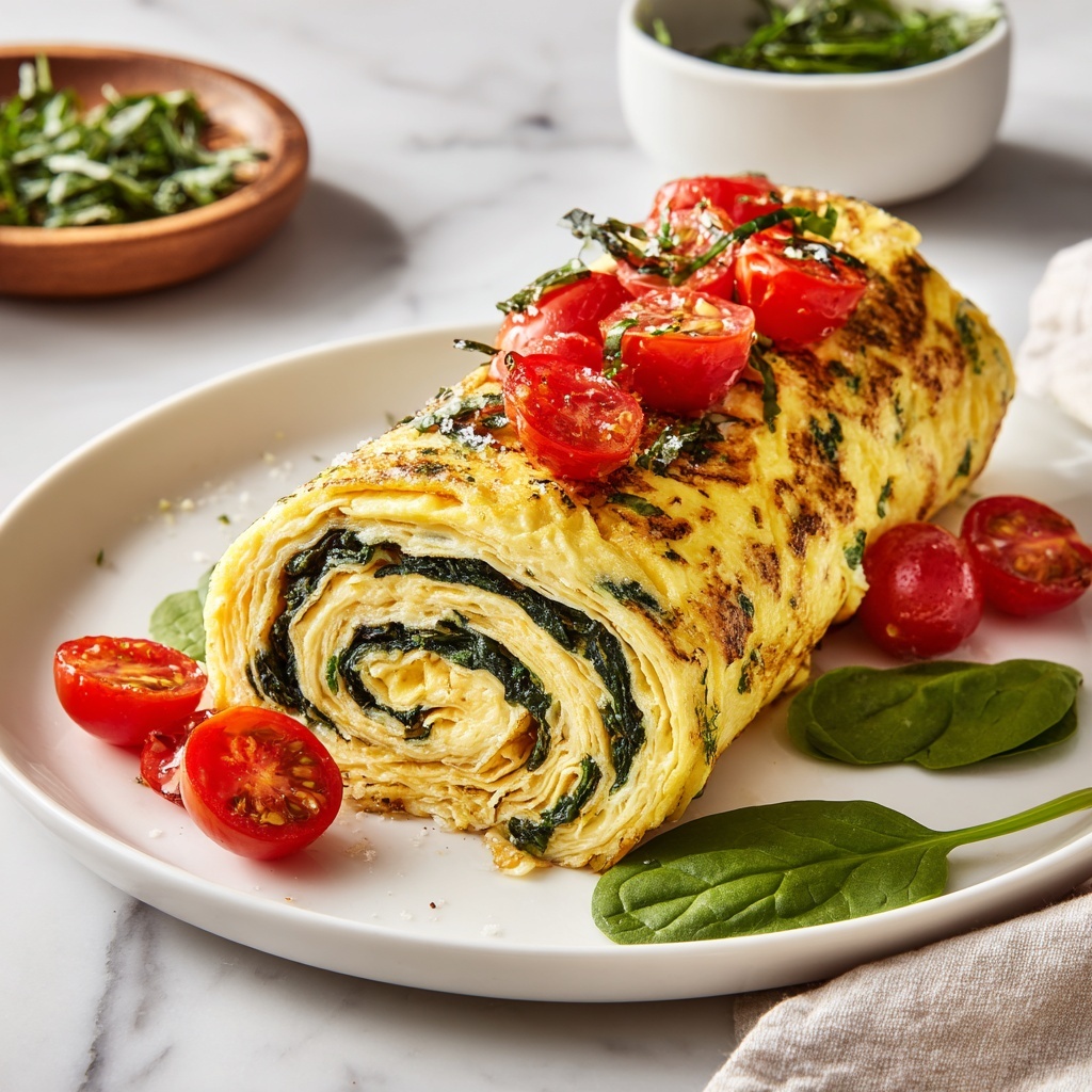Delicious Rolled Spinach Omelet Recipe for a Healthy Start Recipe - Recipe Image