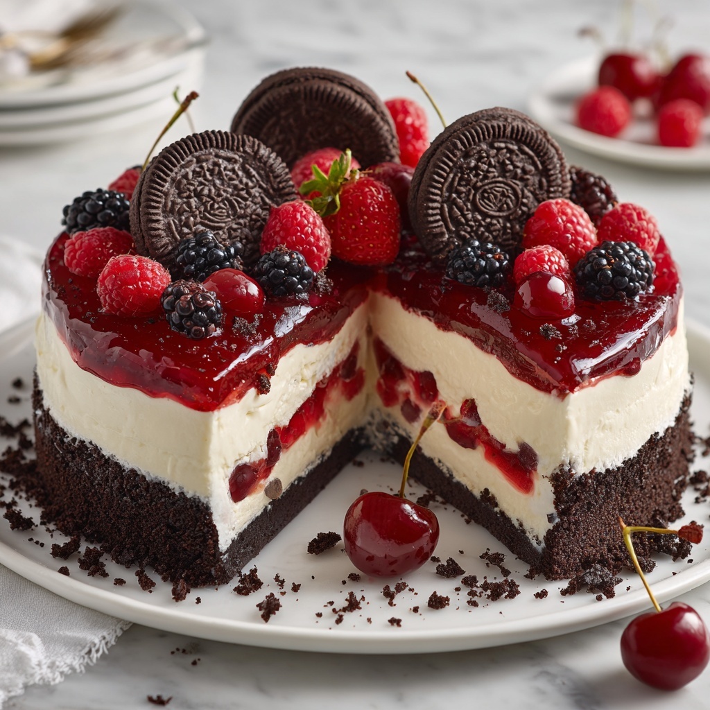 Cheesecake with Red Velvet Cookie Dough Recipe - Recipe Image