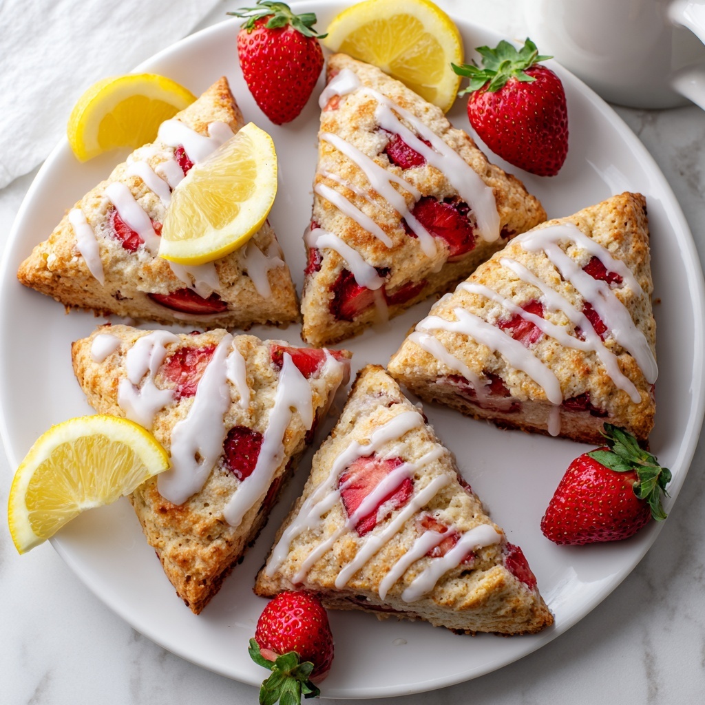 Strawberry Lemon Scones with Lemon Glaze Recipe - Recipe Image