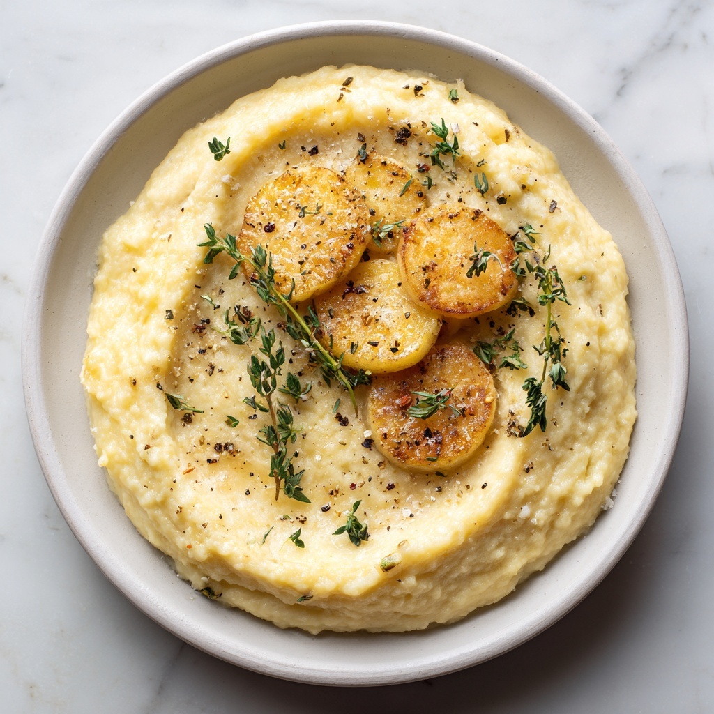 Creamy Parsnip and Cauliflower Puree with Roasted Garlic and Rosemary Recipe - Recipe Image
