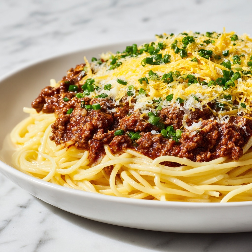 Classic Cincinnati Chili with Spaghetti and Toppings Recipe - Recipe Image