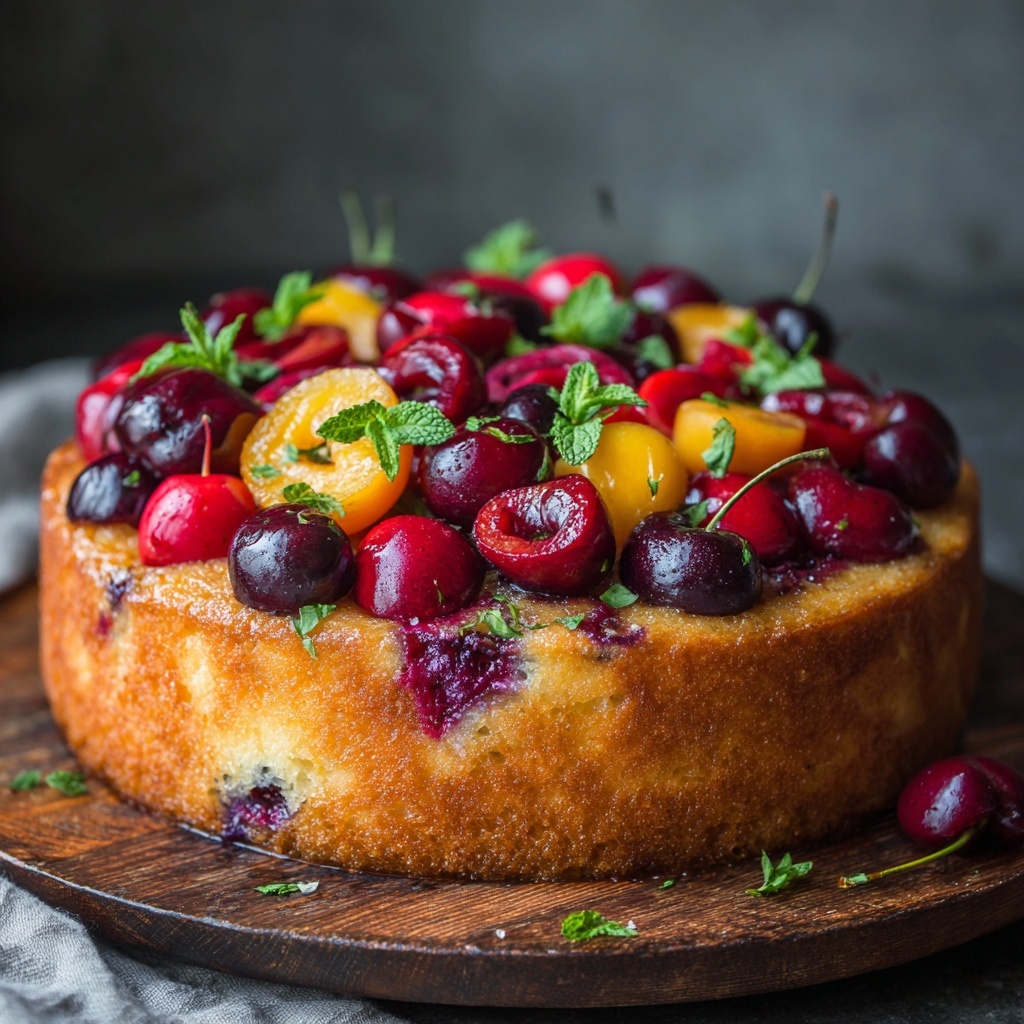 Easy Summer Fruit Cake with Yogurt Recipe - Recipe Image