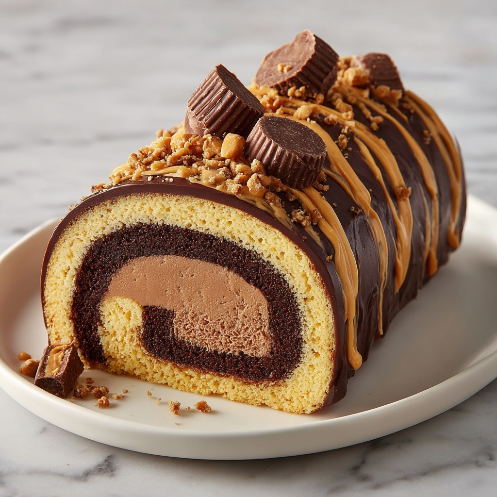 Decadent Chocolate Peanut Butter Cake Roll Recipe - Recipe Image