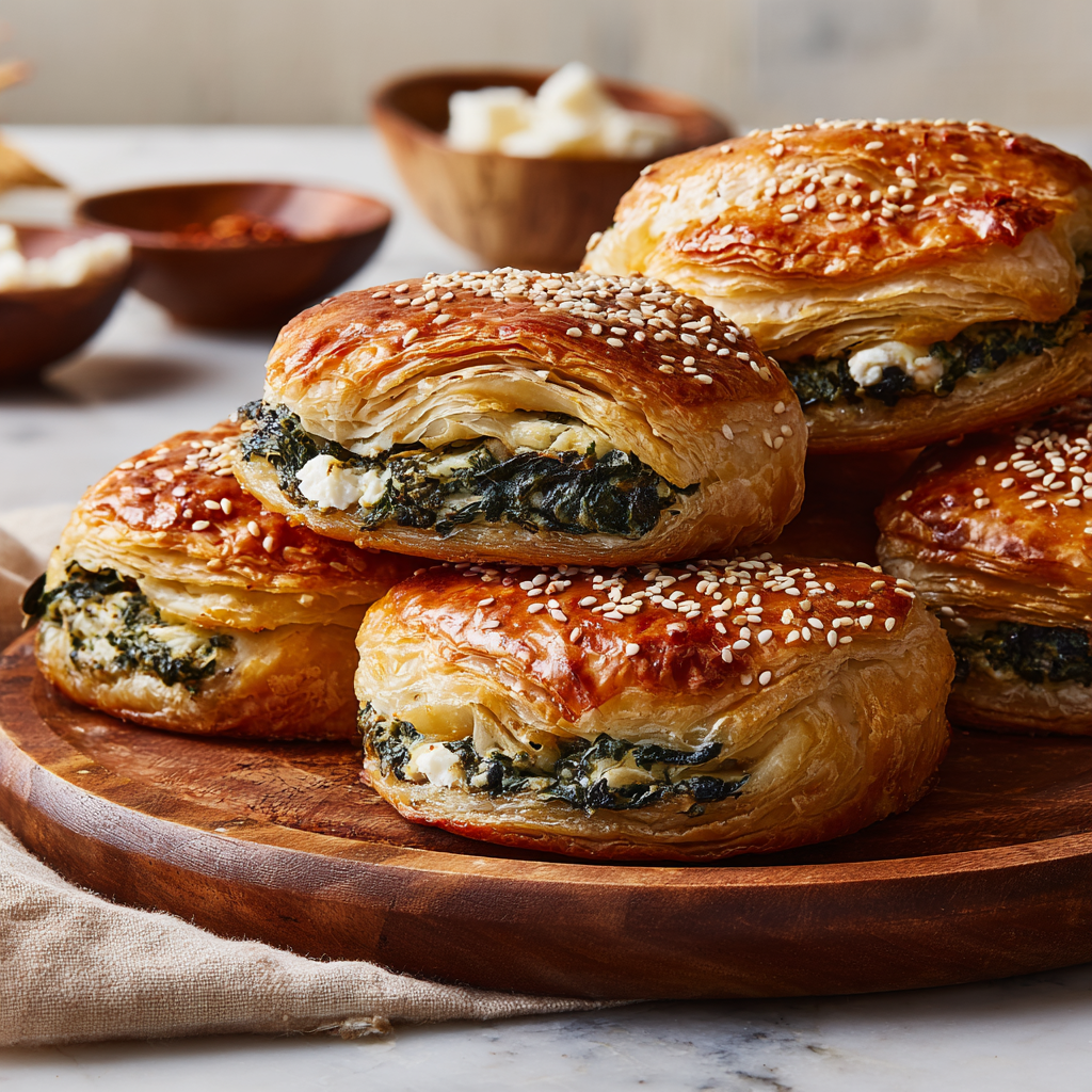 Savory Spinach and Feta Stuffed Puff Pastry Recipe - Recipe Image