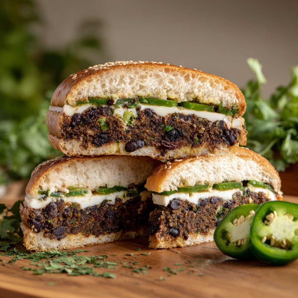 Alapeno Popper Stuffed Black Bean Burgers Recipe - Recipe Image