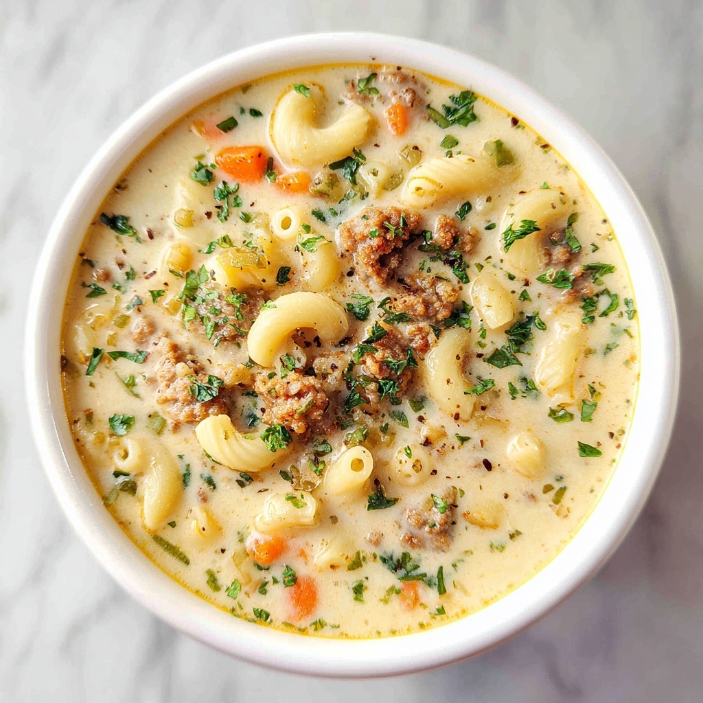 Cozy Creamy Parmesan Sausage Ditalini Soup Recipe - Recipe Image