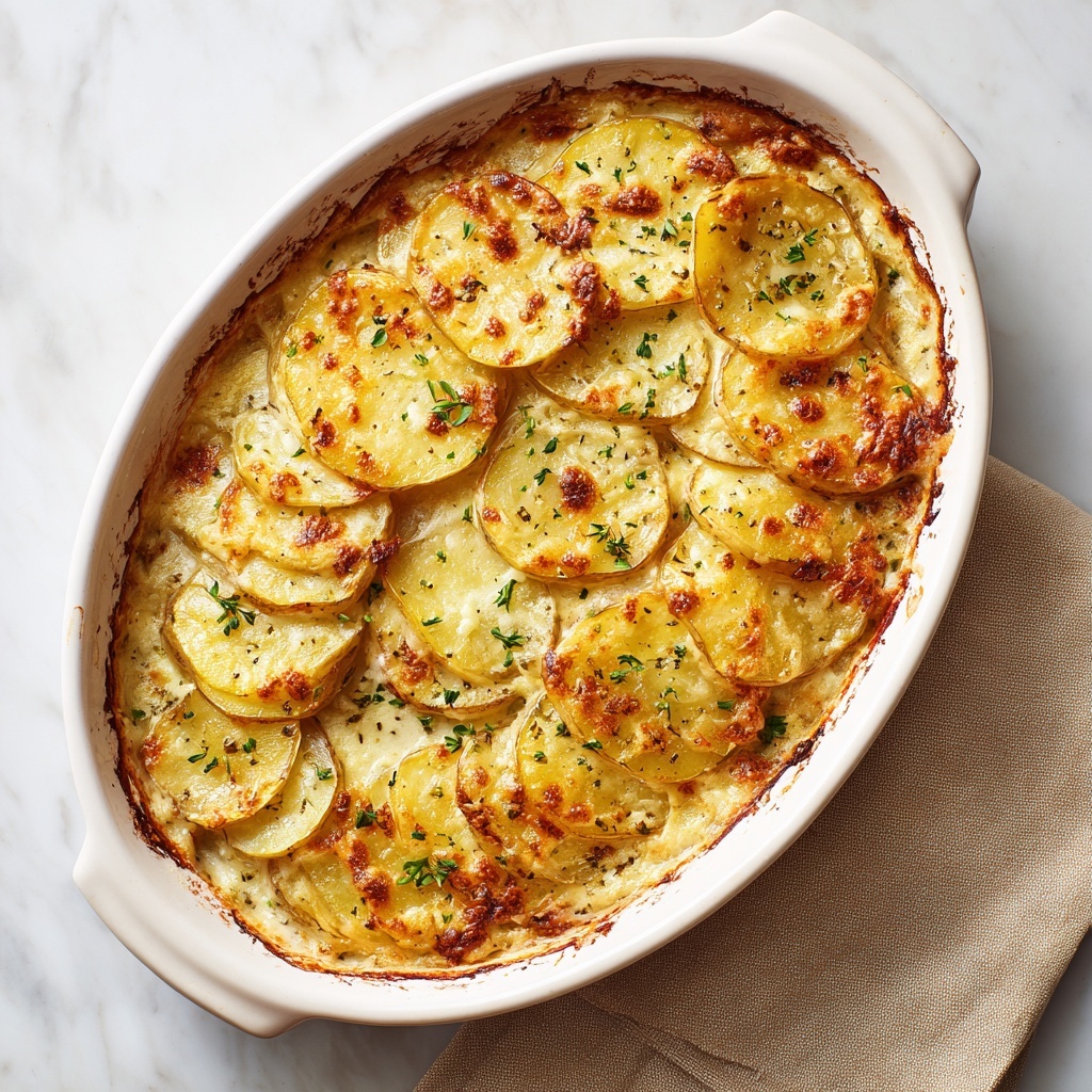 Creamy Yukon Gold Scalloped Potatoes with Crispy Cheese Edges Recipe - Recipe Image