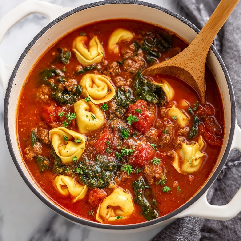 Tortellini Soup with Ground Beef and Vegetables Recipe - Recipe Image