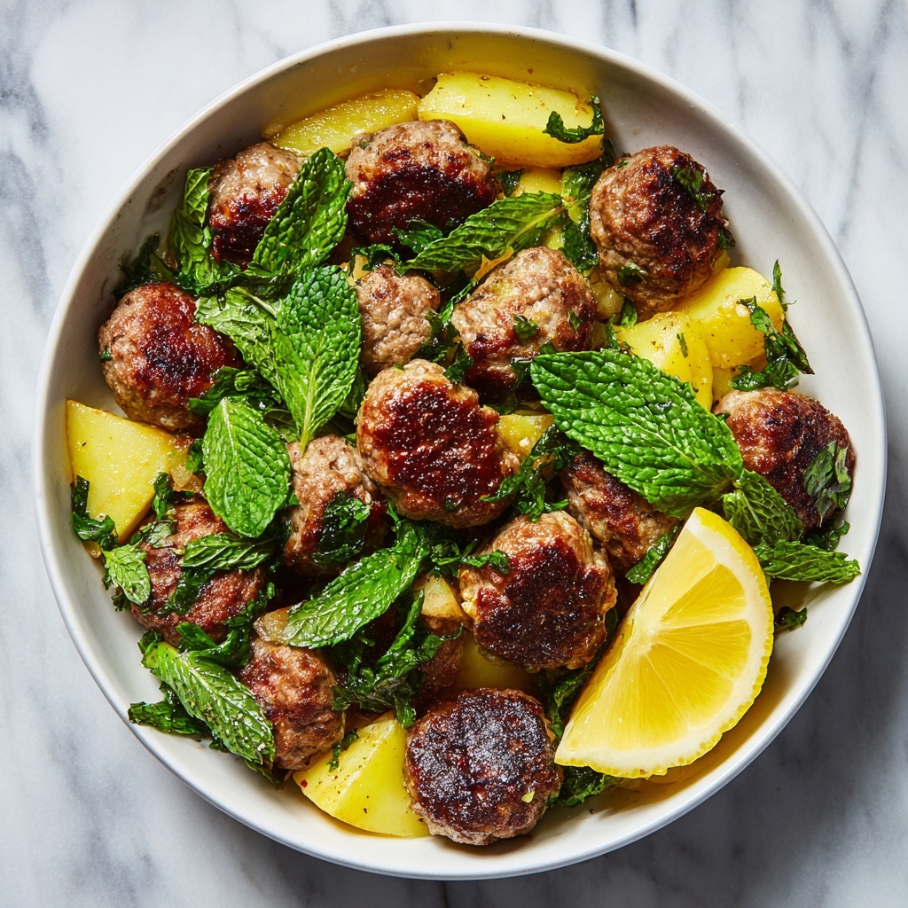 One-Pan Greek Meatballs and Potatoes Recipe - Recipe Image