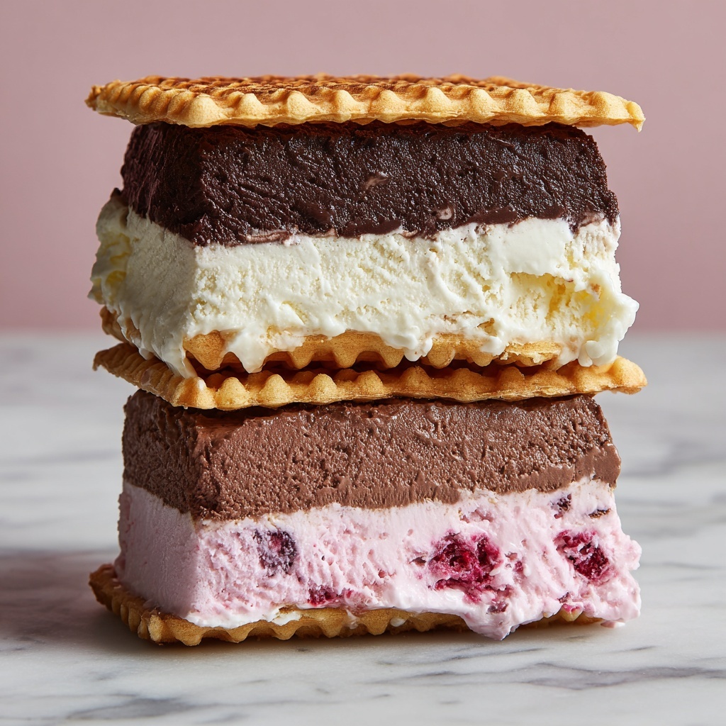 Neapolitan Ice Cream with Strawberry, Chocolate, and Vanilla Layers Recipe - Recipe Image