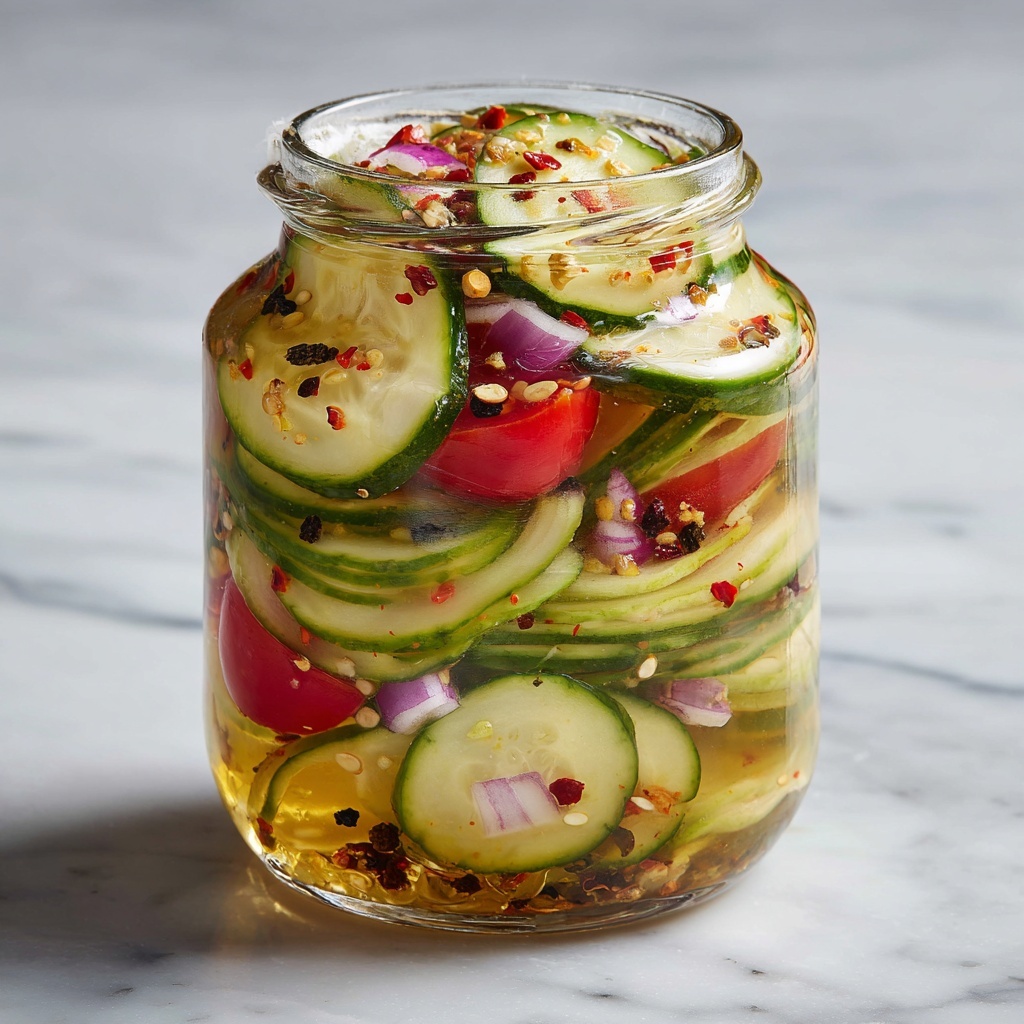 Marinated Cucumbers, Onions, and Tomatoes Recipe - Recipe Image