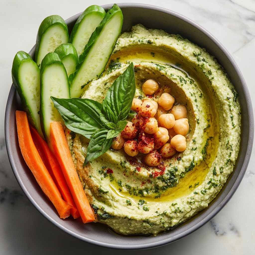Fresh Summer Basil Hummus Recipe - Recipe Image