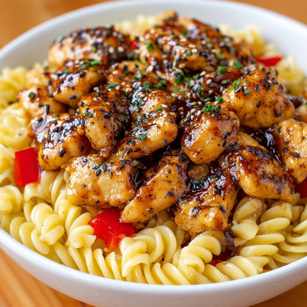 Sweet and Spicy Honey Pepper Chicken with Creamy Macaroni and Cheese Recipe - Recipe Image