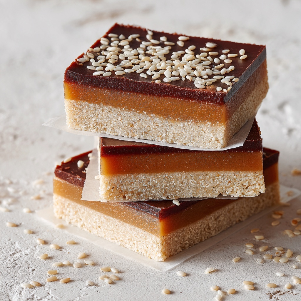 Tahini Caramel Millionaires Shortbread Recipe - Recipe Image